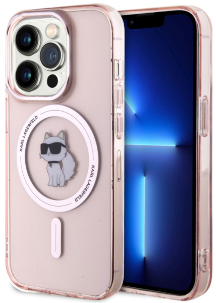 Чехол Lagerfeld для iPhone 15 Pro чехол PC/TPU NFT Choupette Hard Pink (MagSafe)