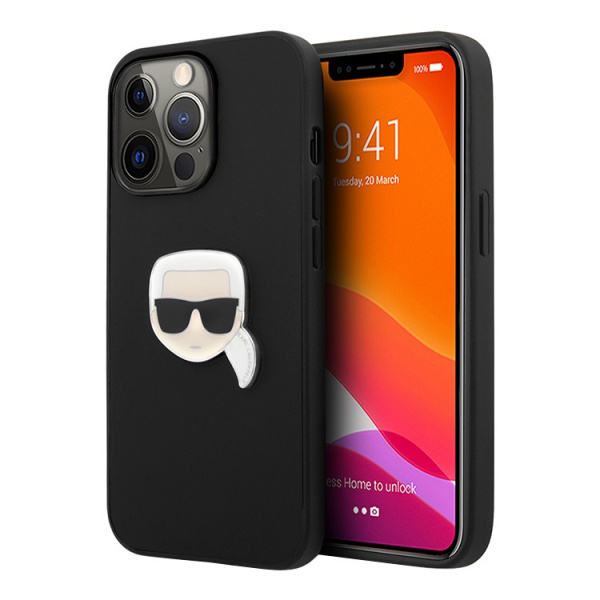 Чехол CG Mobile Karl Lagerfeld Karl's head Patch (metal) Hard для iPhone 13 Pro, цвет Черный (KLHCP13LPKMK)