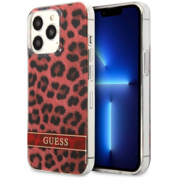 Чехол CG Mobile Guess PC/TPU Leopard Hard для iPhone 13 Pro, цвет Красный (GUHCP13LHSLEOR)