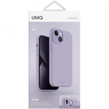Чехол Uniq LINO для iPhone 14, цвет Лавандовый (Lavender) (IP6.1(2022)-LINOLAV)