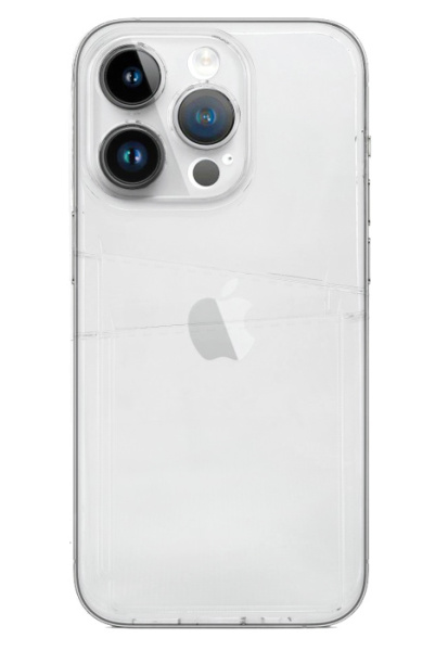 Чехол силиконовый для iPhone 14 Pro Max Two Card Holder, цвет прозрачный