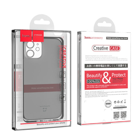 Чехол для iPhone 12 Mini HOCO Lights series TPU Case, цвет Прозрачный черный (0L-MG-WF153)