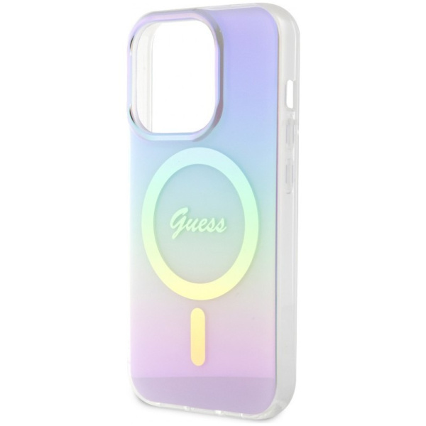 Чехол Guess PC/TPU Script printed logo Hard (MagSafe) для iPhone 15 Pro, цвет Фиолетовый
