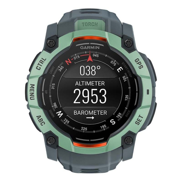 Смарт часы Garmin INSTINCT 3 AMOLED 50мм Neo Tropic, зеленый с серым ремешком