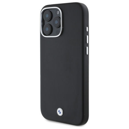 Чехол BMW Signature PU Full Wrapped Metal logo & Camera Hard Black (MagSafe) для iPhone 16 Pro Max, черный