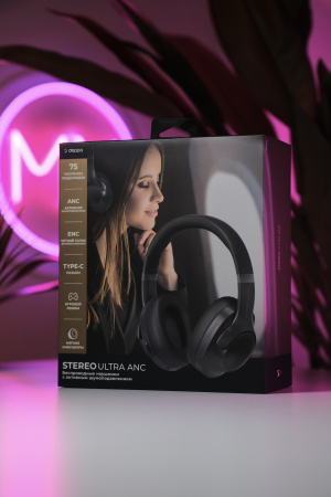 Беспроводные накладные наушники Stereo Ultra ANC, BT 5.4, ENC, 500 мАч, черный