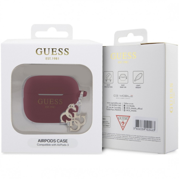 Чехол Guess Liquid silicone with Big 4G charm для AirPods 3, цвет Пурпурный