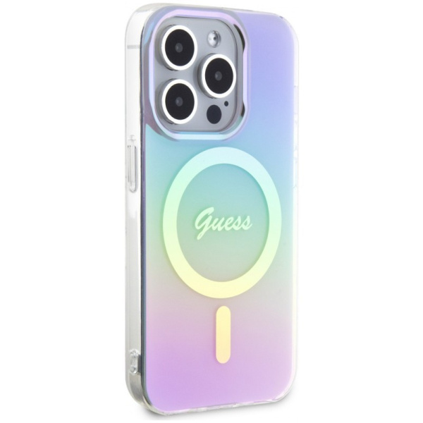 Чехол Guess PC/TPU Script printed logo Hard (MagSafe) для iPhone 15 Pro, цвет Фиолетовый