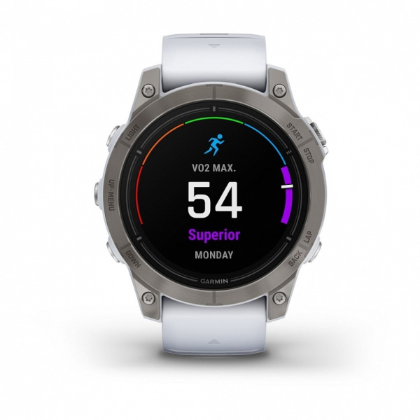 Смарт часы Garmin Epix Pro (Gen 2) Sapphire Edition 47 мм, титановый, белый DLC, белый ремешок
