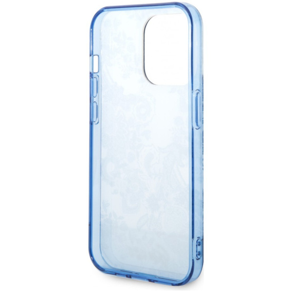 Чехол CG Mobile Guess PC/TPU Toile de Jouy w Electroplated camera Hard для iPhone 14 Pro, цвет Голубой