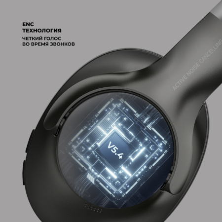 Беспроводные накладные наушники Stereo Ultra ANC, BT 5.4, ENC, 500 мАч, черный