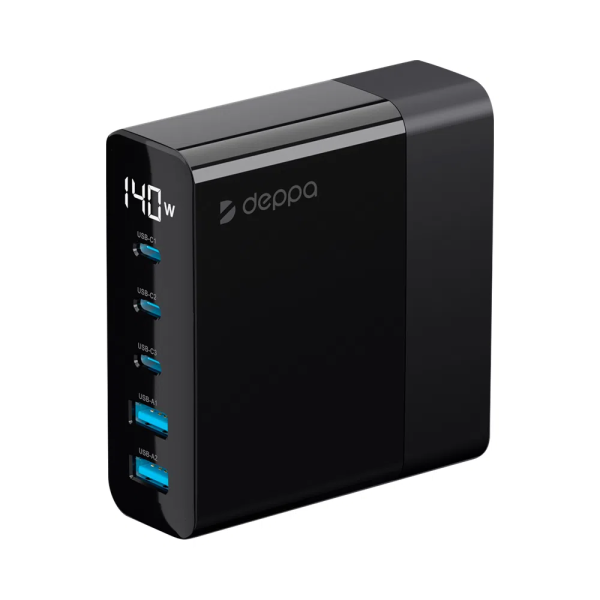 Зарядная станция Deppa Charging Station GaN 140W, Черный (11437)