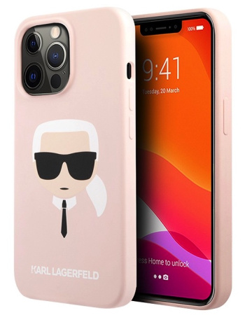 Чехол CG Mobile Karl Lagerfeld Liquid silicone Karl's Head Hard для iPhone 13 Pro, цвет Розовый (KLHCP13LSLKHLP)