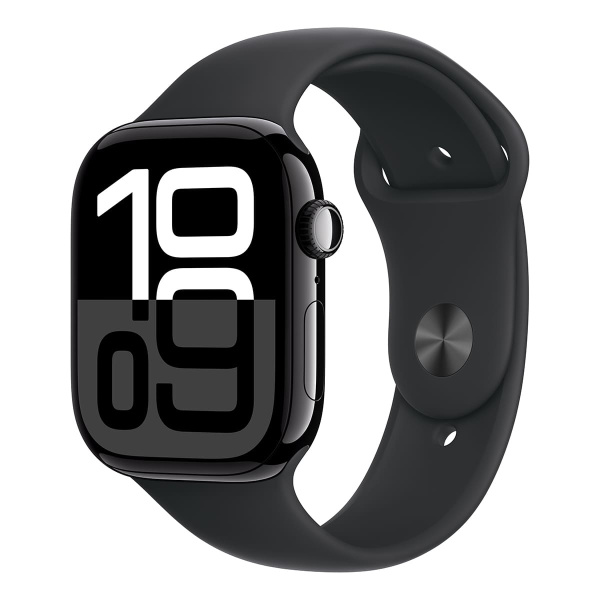 Apple Watch Series 10, 46 мм корпус из алюминия цвета «Jet Black», ремешок Sport Band «Black»