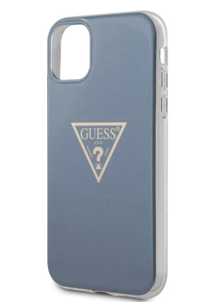 Чехол CG Mobile Guess PC/TPU Metallc effect Triangle logo Hard для iPhone 11, цвет Голубой (GUHCN61PCUMPTLB)