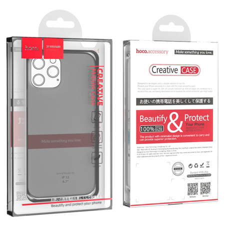 Чехол HOCO Thin series TPU Case для iPhone 12 Pro Max, цвет Прозрачный/черный (0L-MG-WF152)