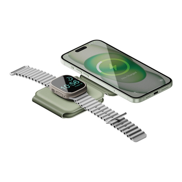 Беспроводное СЗУ EnergEA Bazic GoMag Trio PLUS magnetic wireless foldable 15W Sage