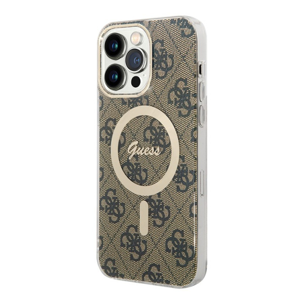 Чехол Guess PC/TPU 4G Hard Brown/Gold (MagSafe) для iPhone 15 Pro