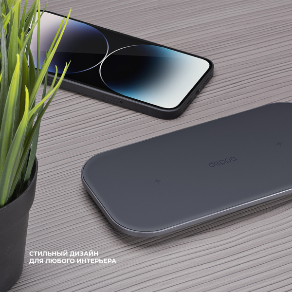 Зарядная станция Deppa Charging Station Dual, 40Вт, черный (24026)