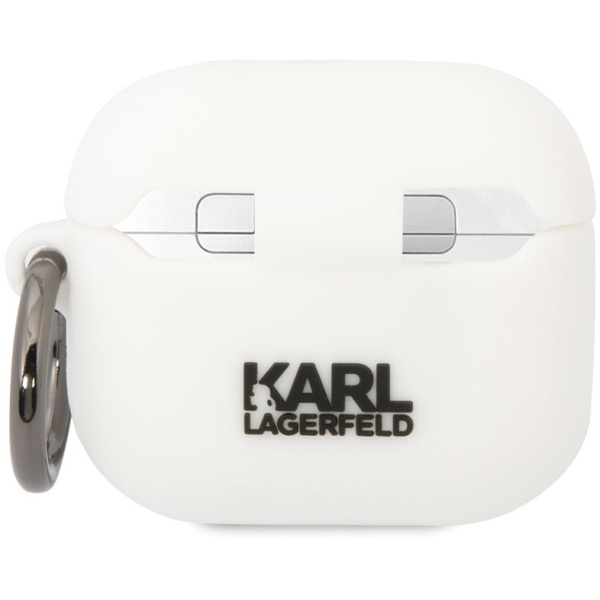 Чехол с карабином Karl Lagerfeld Silicone case NFT 3D Choupette для AirPods 3, цвет Белый