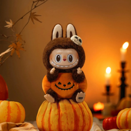 Коллекционная фигурка POP MART LABUBU The Monster Happy Halloween Party Sitting Pumpkin, 15 см