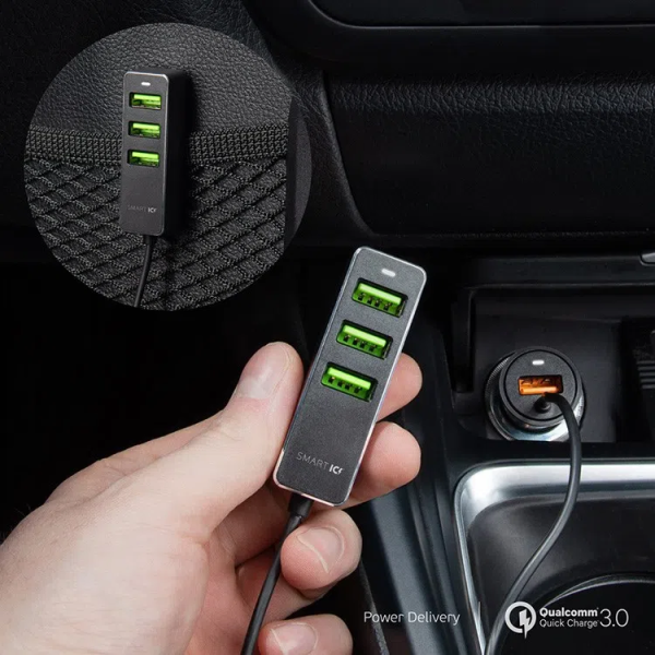 Автомобильное зарядное устройство Deppa Car Charger [3 USB + USB] 35W, Черный (11295)