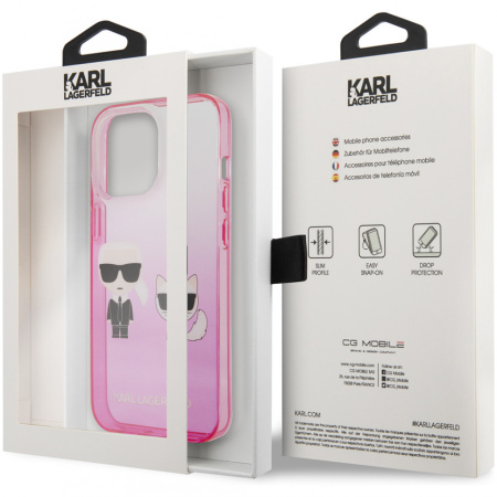 Чехол CG Mobile Karl Lagerfeld PC/TPU Karl & Choupette Hard для iPhone 13 Pro Max, цвет Розовый градиент (KLHCP13XTGKCP)