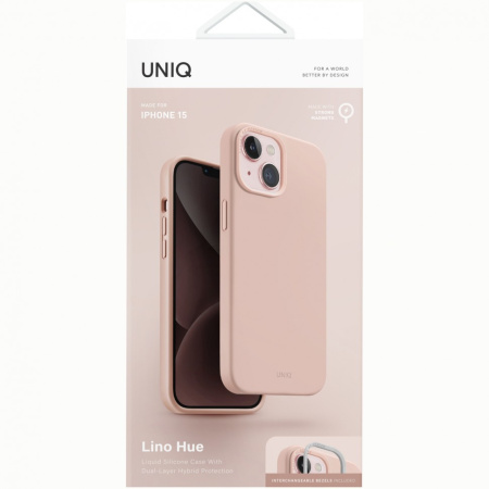 Чехол Uniq LINO (MagSafe) для iPhone 15, цвет Розовый