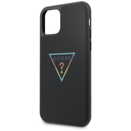 Чехол CG Mobile Guess Iridescent glitter Triangle logo Hard PC/TPU для iPhone 11, цвет Черный/Радужный (GUHCN61TRMLBK)