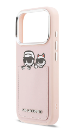 Чехол Lagerfeld PU Smooth Sketch Karl&Choup Metal Cam with Cardslot Hard Pink для iPhone 17 Pro