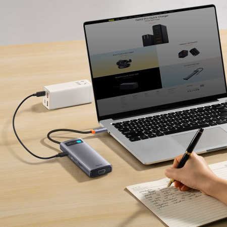 Хаб Baseus Metal Gleam Series 8-in-1 Multifunctional Type-C HUB Docking Station (WKWG050013)