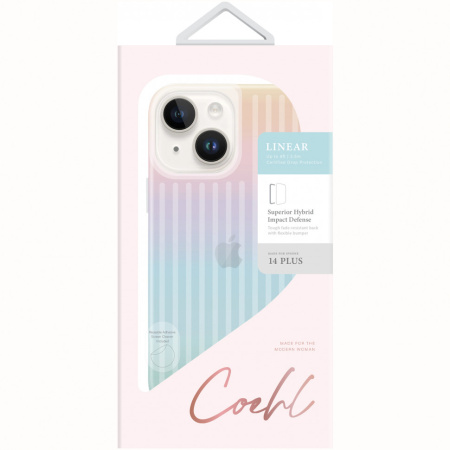 Чехол Uniq COEHL Linear для iPhone 14 Plus, цвет Радужный (Iridescent) (IP6.7M(2022)-LINIRD)