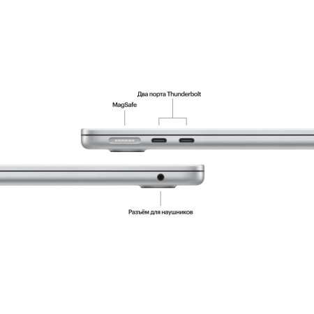 Ноутбук Apple MacBook Air 13" (M3, 8C CPU/10C GPU, 2024), 8 ГБ, 512 ГБ SSD, серебристый (MRXR3)