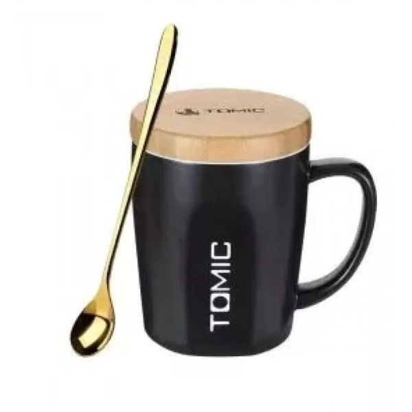 Керамическая кружка с бамбуковой крышкой TomicCeramic Cup With Bamboo Cover (TC1316U)