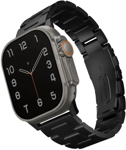 Ремешок браслет Uniq OSTA Steel Strap для Apple Watch 42/44/45/49 мм, цвет Чёрный (49MM-OSTABLK)
