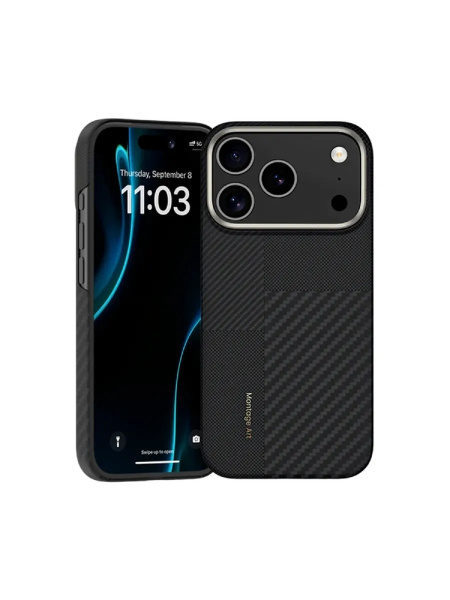 Чехол Benks Montage ArmorAir Case built with Kevlar® для iPhone 17 Pro, черный (600D+1500D)