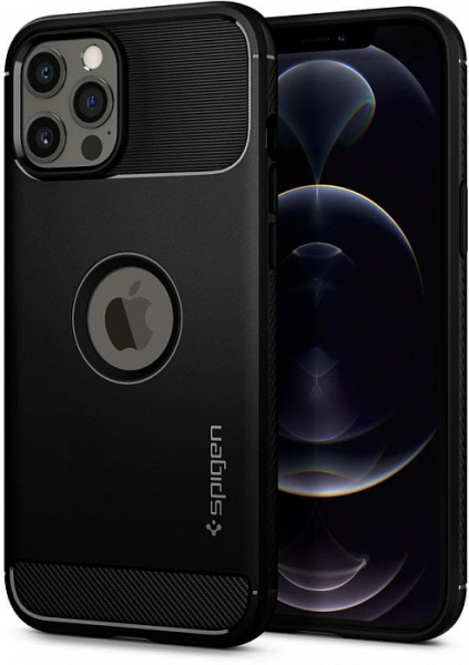 Чехол Spigen Rugged Armor для iPhone 12 Pro Max Matte black, цвет Черный матовый (ACS01616)