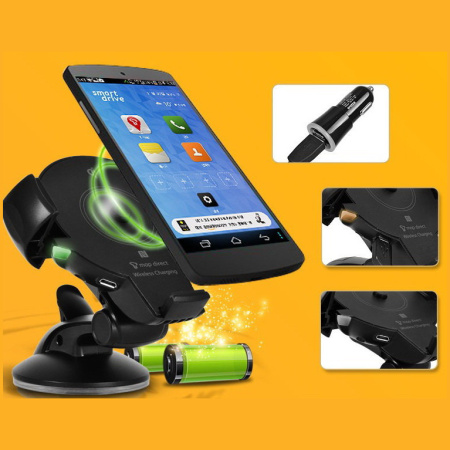 Держатель Onetto Charging Car&Desk Mount Easy Flex Wireless на гелевой присоске с беспроводной зарядкой, цвет Черный (EWC-3000)