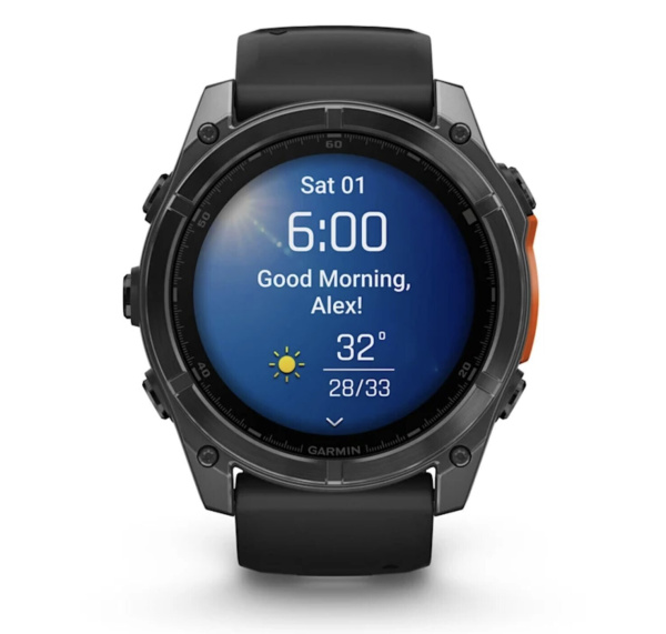 Смарт часы Garmin Fenix 8, 51 мм, AMOLED, Slate Gray with black silicone band