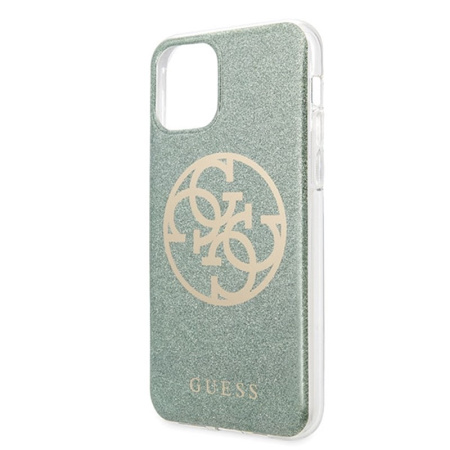 Чехол Guess для iPhone 11 Circle Logo Hard PC/TPU Glitter Green, цвет Зеленый