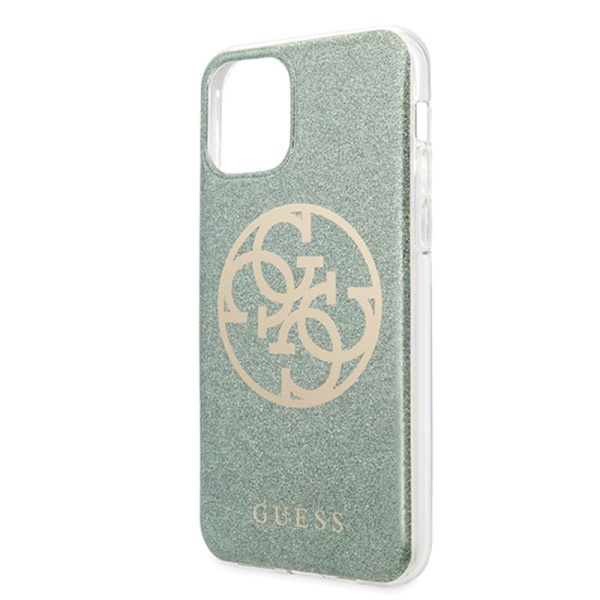 Чехол Guess для iPhone 11 Circle Logo Hard PC/TPU Glitter Green, цвет Зеленый