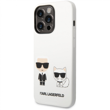 Чехол CG Mobile Karl Lagerfeld Liquid silicone Karl & Choupette Hard для iPhone 14 Pro, цвет Белый