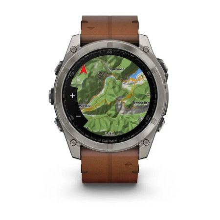 Смарт часы Garmin Fenix 8, 51 мм, AMOLED, Sapphire bare Titanium, black with chestnut leather band plus graphite silicone band