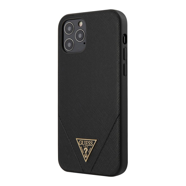 Чехол CG Mobile Guess PU Saffiano Triangle metal logo Hard для iPhone 12 Pro Max, цвет Черный (GUHCP12LVSATMLBK)