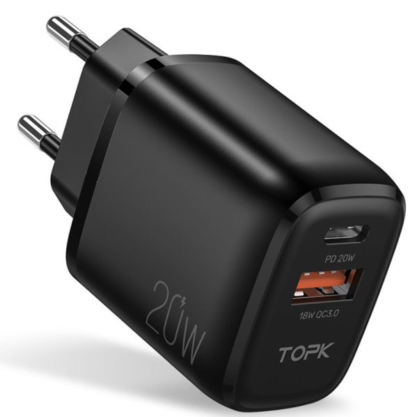 Сетевое зарядное устройство TOPK 20W (Black)