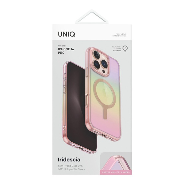 Чехол Uniq Iridescia (hologrophic) Pink Prism (Magsafe) для iPhone 16 Pro