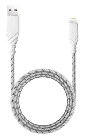Кабель EnergEA NyloGlitz Lightning MFI 1.5 м, цвет Белый (CBL-NG-WHT150)