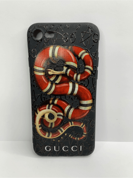 Чехол силиконовый для iPhone 7/8/SE gucci 1, цвет Черный