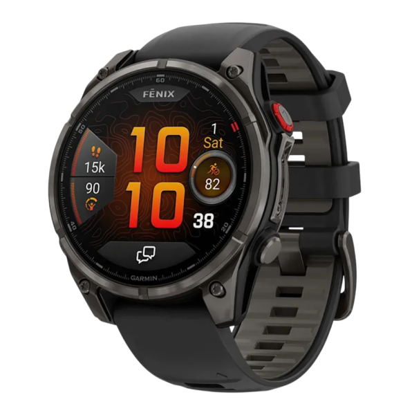Смарт часы Garmin fenix 8 Pro, 47 мм, AMOLED, титан с DLC, сапфир, силиконовый ремешок цвета «чёрный/серый»