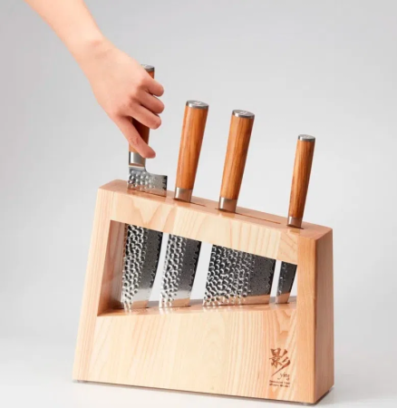 Набор кухонных ножей из дамасской стали (4 ножа + подставка) HuoHou Damascus Kitchen KnifeSet серия Ying (HU0257)